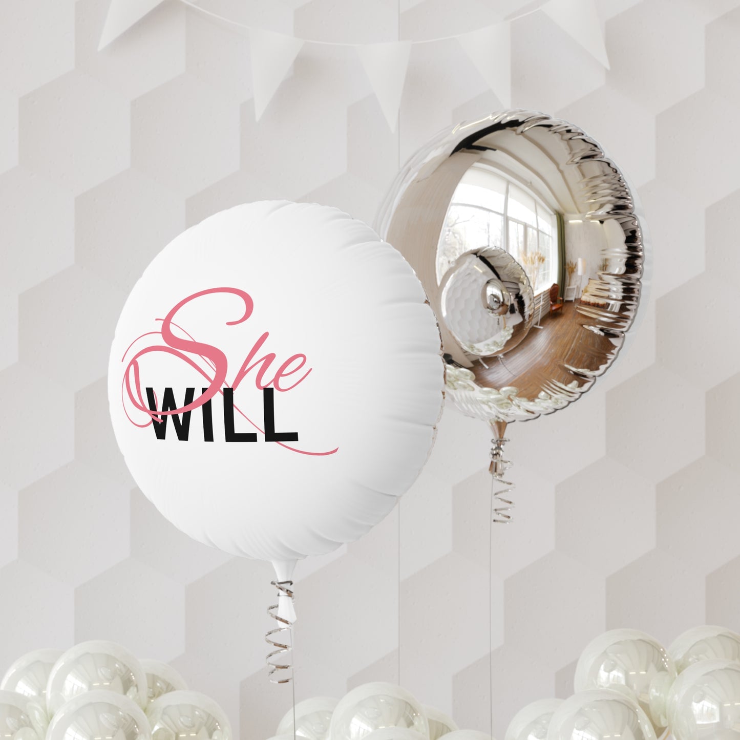 "She Will" Mylar Helium Balloon - Women - Proposal - Graduate - Success - Healing - Faith - Birthday - Balloons - Women - Party Celebration-Business