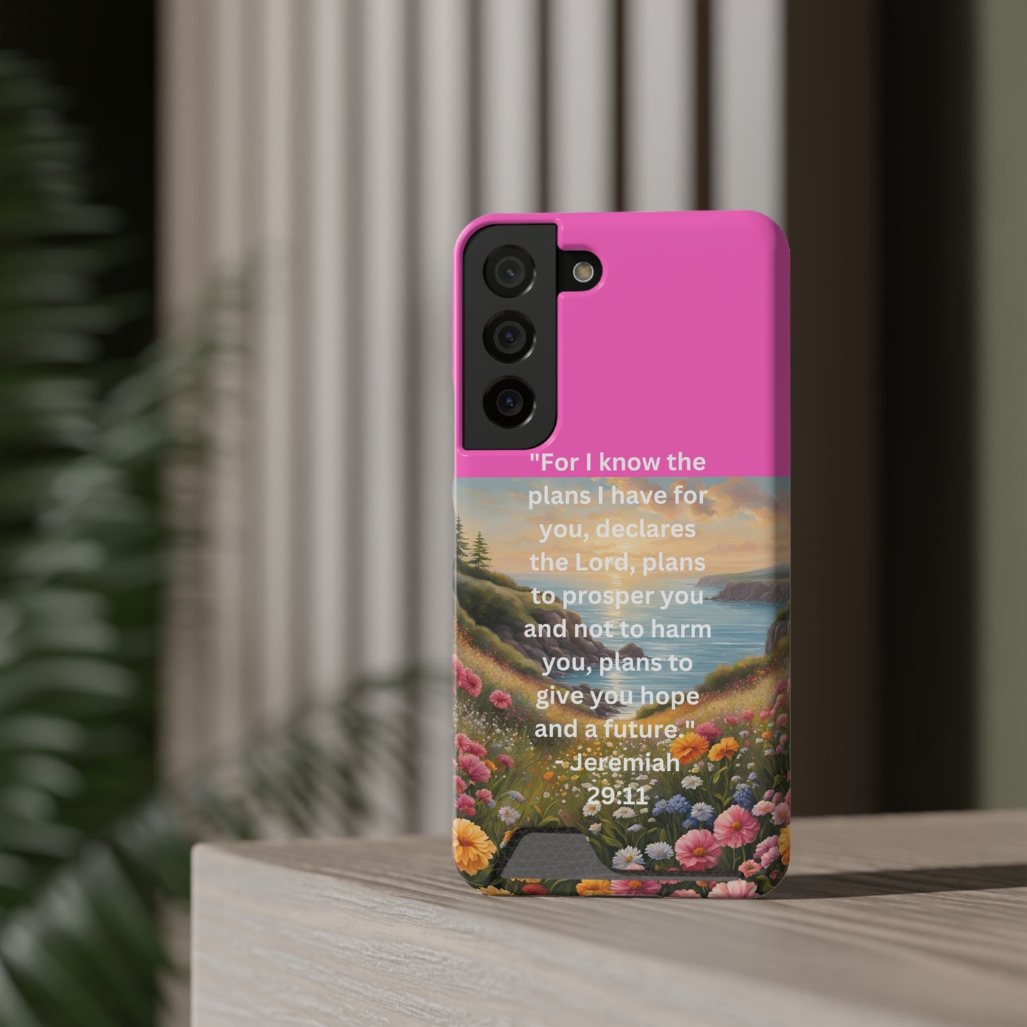 Bible Scripture Phone Case with Card Holder - Unique Phone Cases - Inspirational - Encouragement