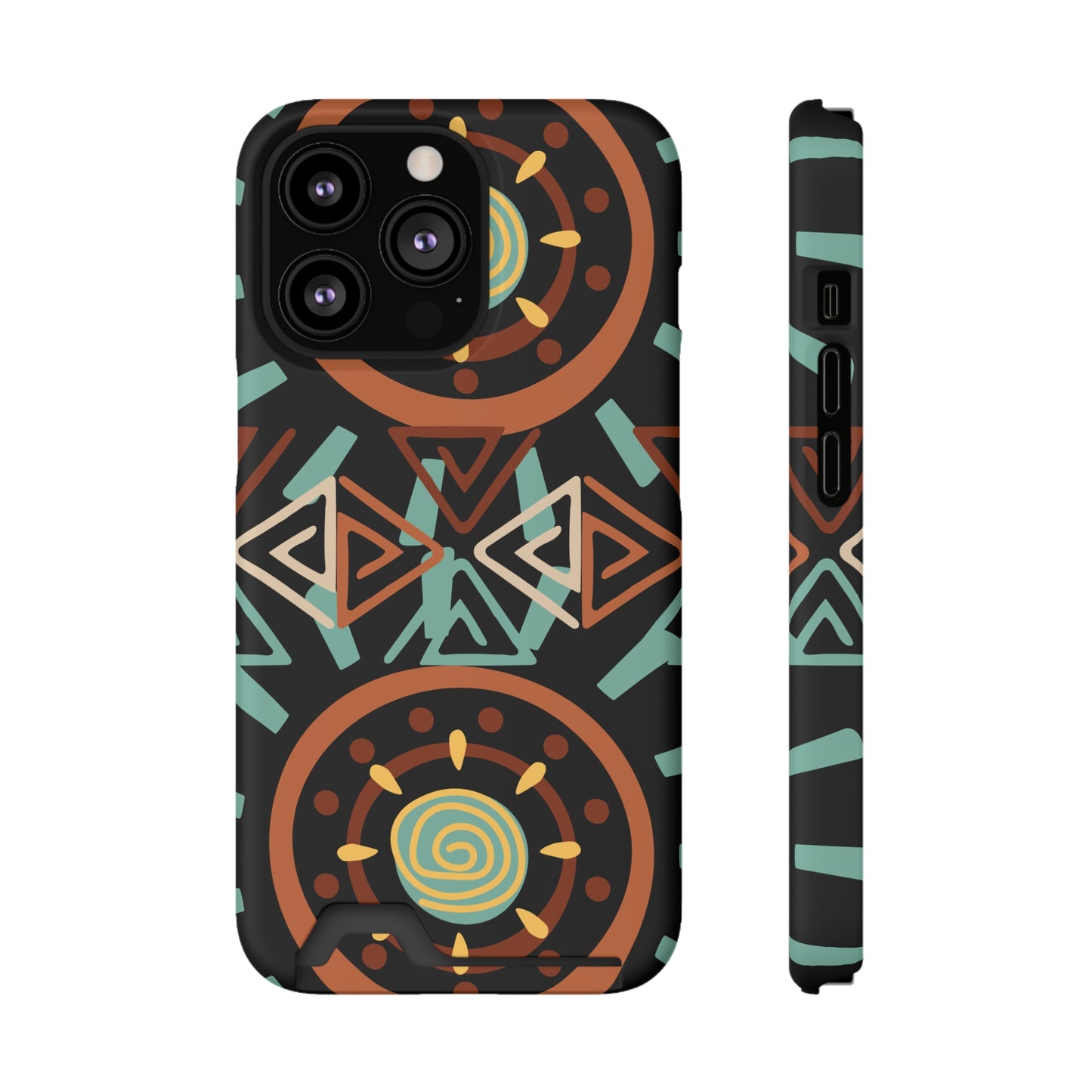 Ethnic Phone Case with Card Holder - Unique Phone Cases - Ethnic Print Phone Case