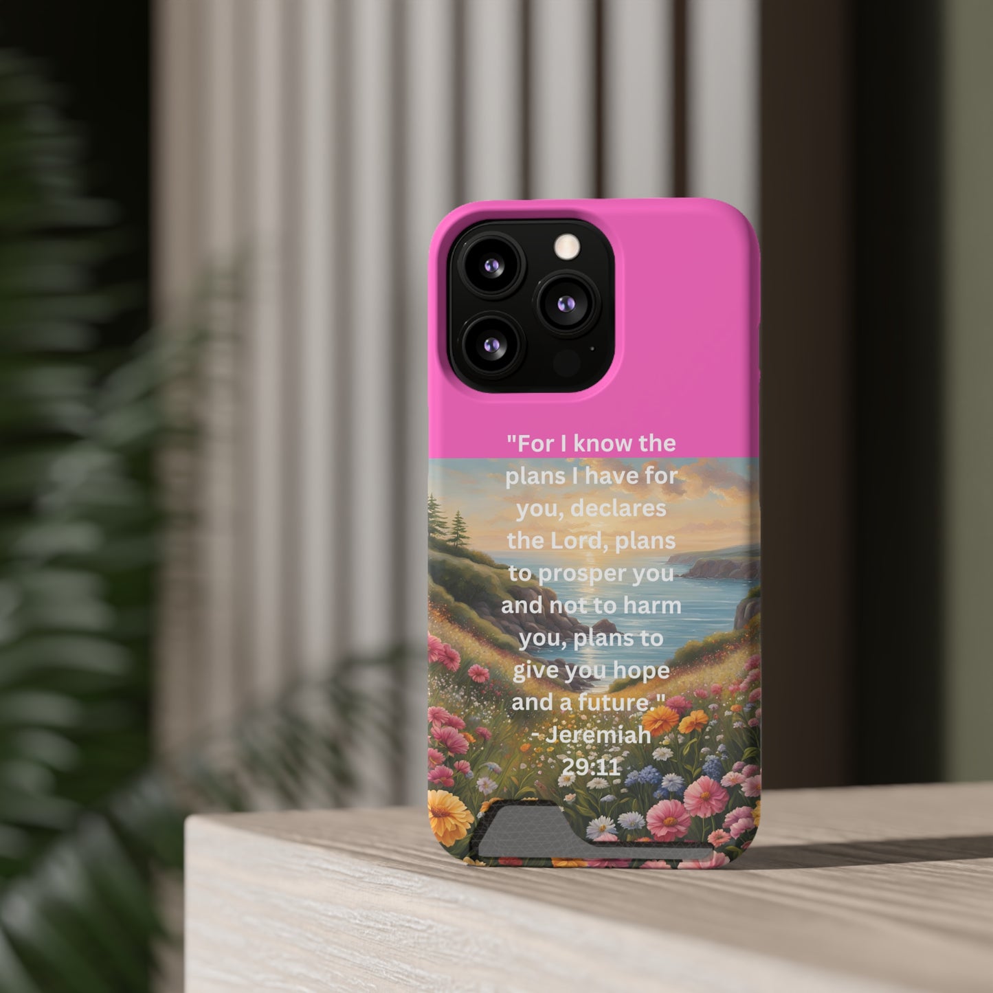 Bible Scripture Phone Case with Card Holder - Unique Phone Cases - Inspirational - Encouragement