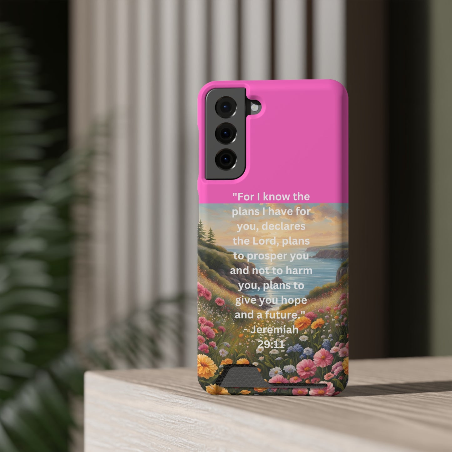 Bible Scripture Phone Case with Card Holder - Unique Phone Cases - Inspirational - Encouragement