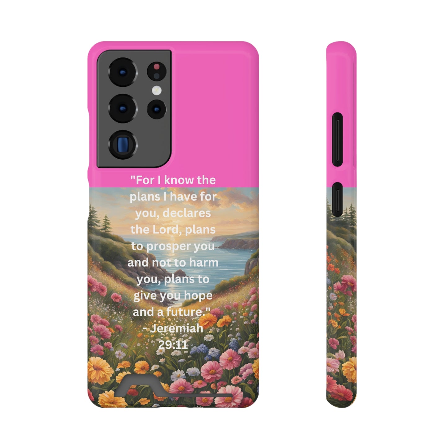 Bible Scripture Phone Case with Card Holder - Unique Phone Cases - Inspirational - Encouragement