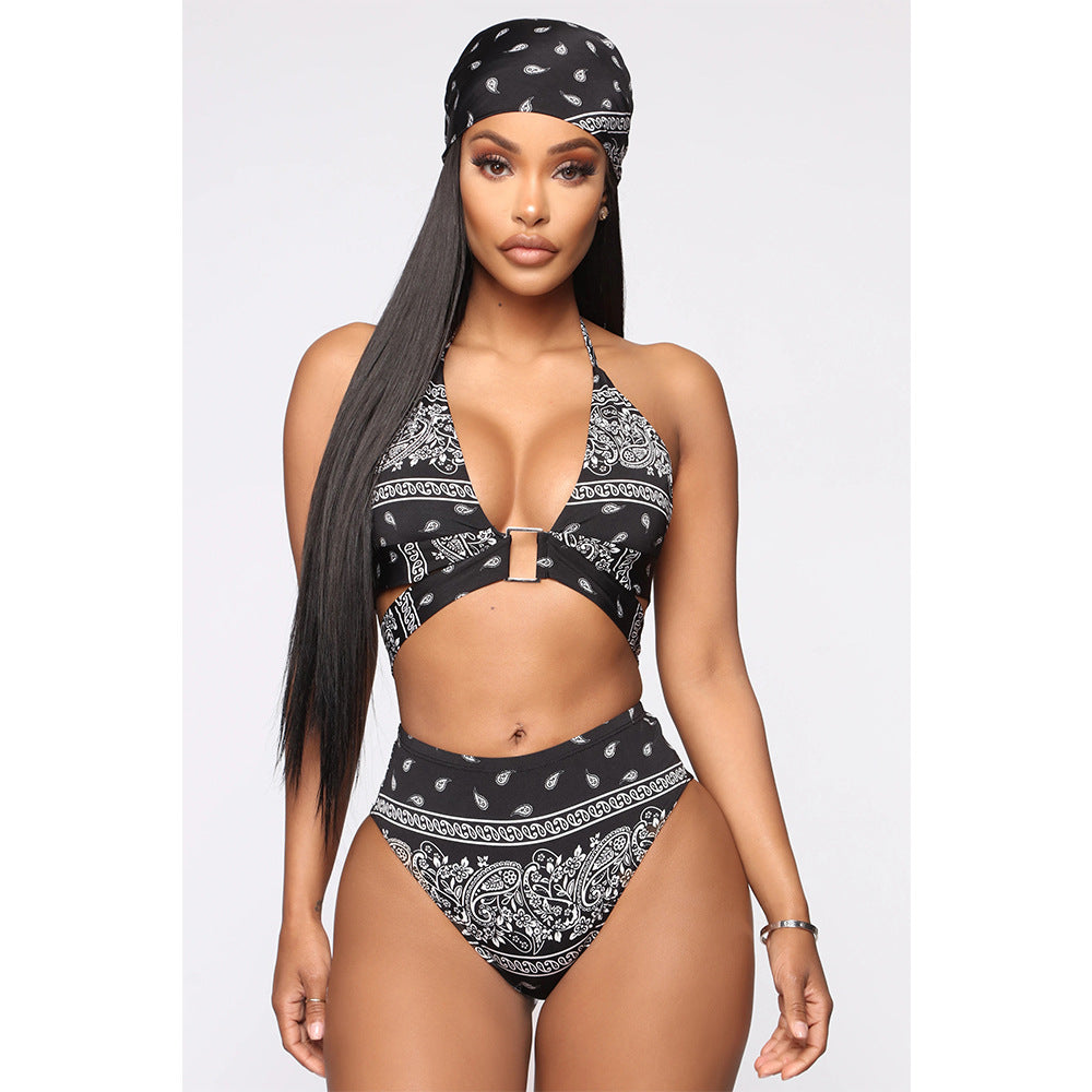 Beauty print swimsuit four-piece suit