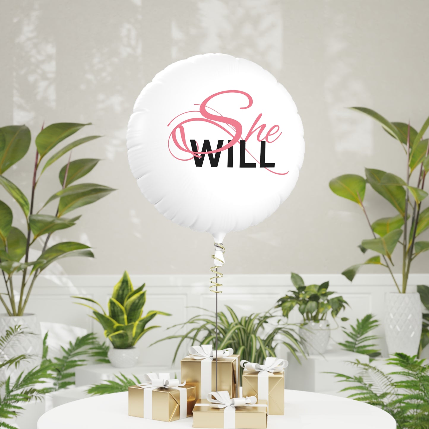 "She Will" Mylar Helium Balloon - Women - Proposal - Graduate - Success - Healing - Faith - Birthday - Balloons - Women - Party Celebration-Business