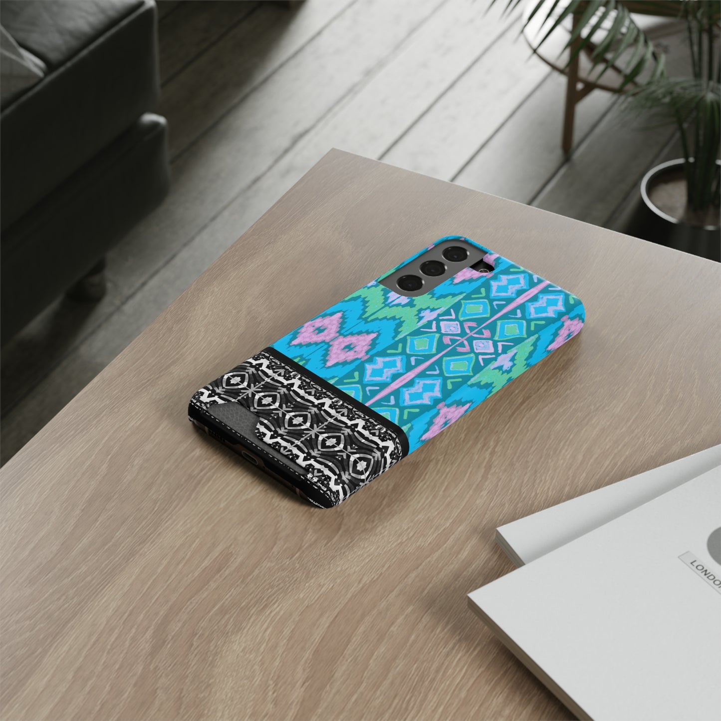 Ethnic Phone Case with Card Holder - Unique Phone Cases - African Print Phone Case