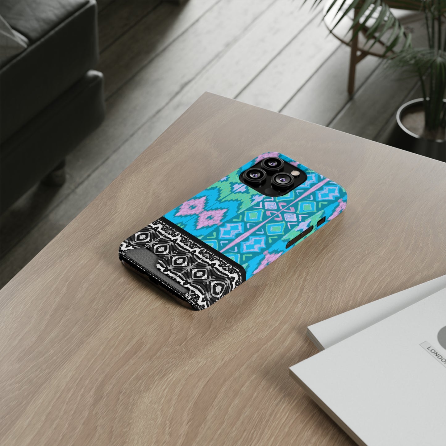 Ethnic Phone Case with Card Holder - Unique Phone Cases - African Print Phone Case