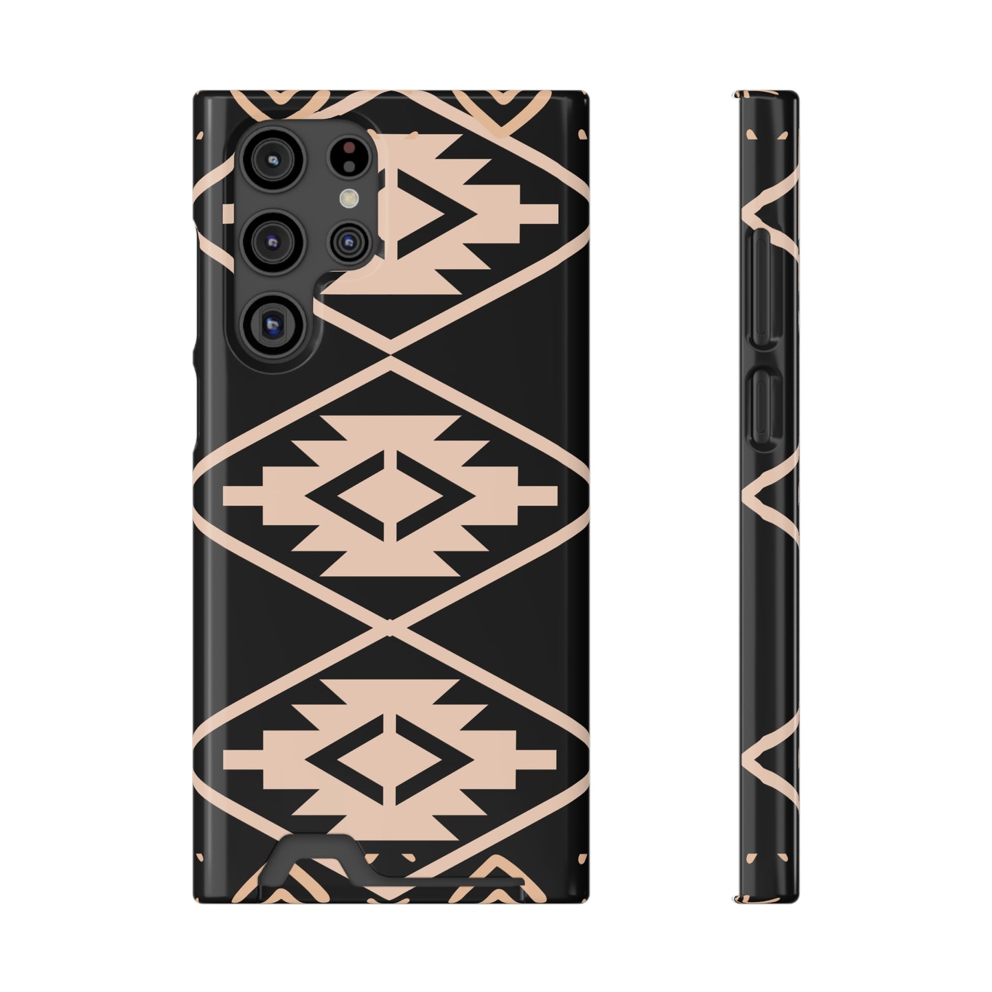 Decorative Phone Case with Card Holder - Unique Phone Cases - Pink and Black