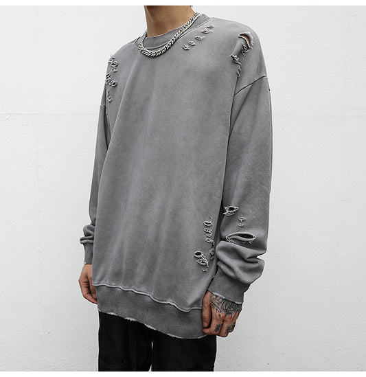 Cotton terry drape sweatshirt