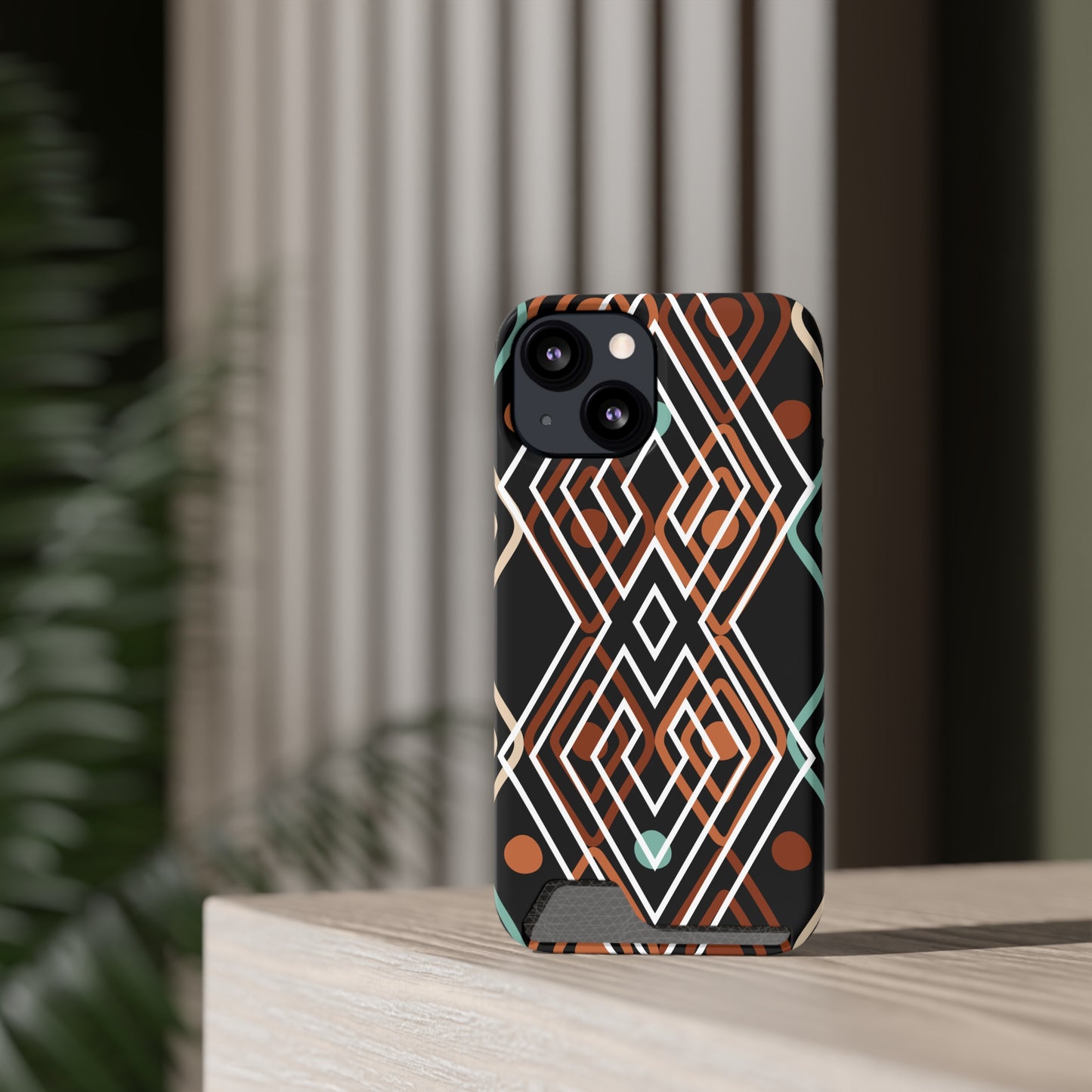 Ethnic Phone Case with Card Holder - Unique Phone Cases - Ethnic Print Phone Case