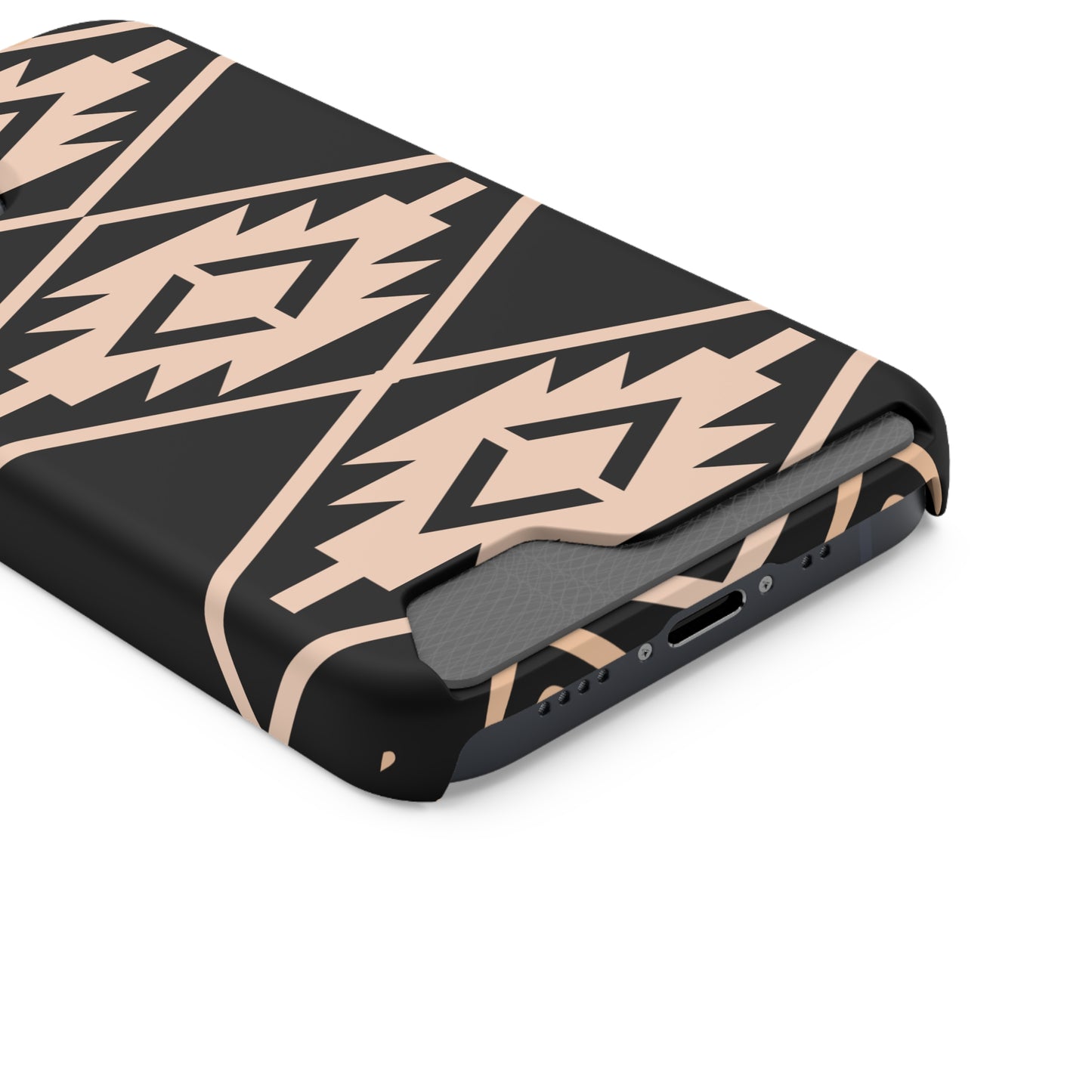 Decorative Phone Case with Card Holder - Unique Phone Cases - Pink and Black