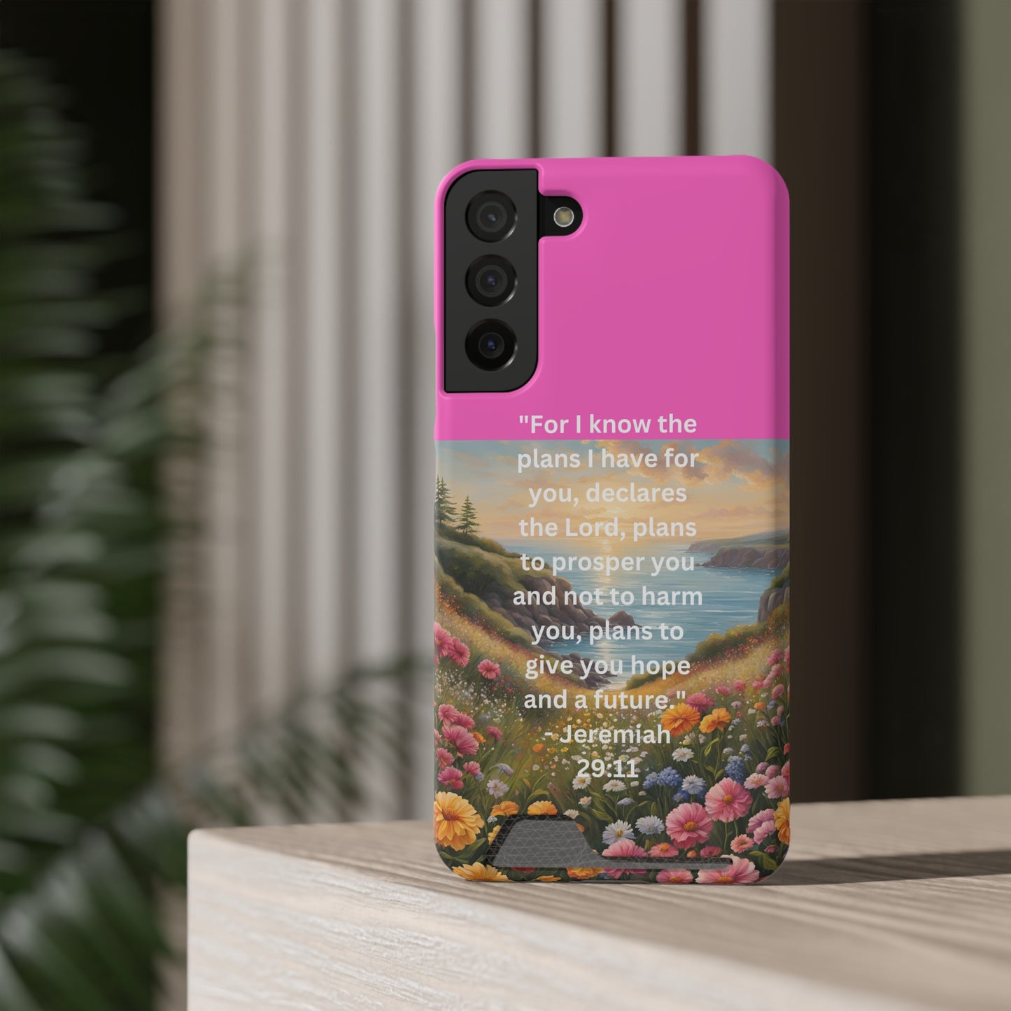 Bible Scripture Phone Case with Card Holder - Unique Phone Cases - Inspirational - Encouragement