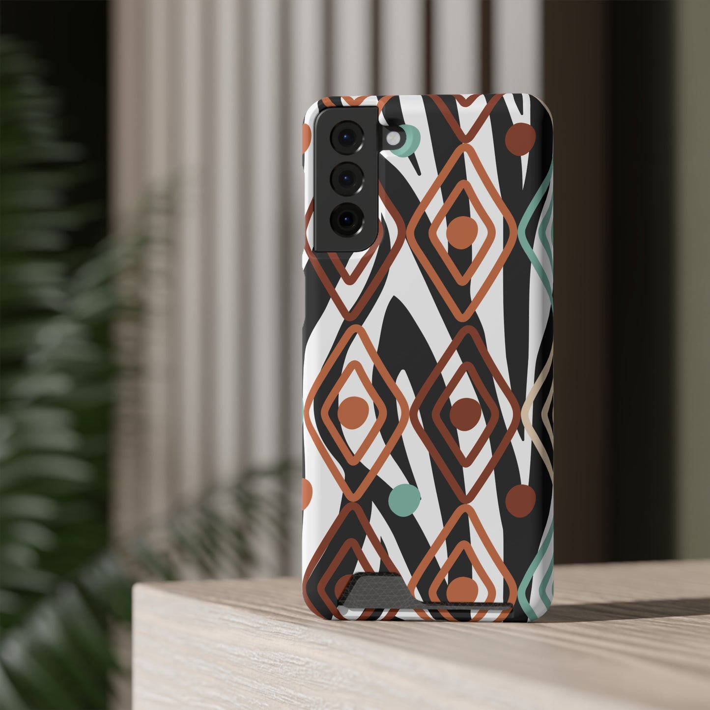 Ethnic Phone Case with Card Holder - Unique Phone Cases - Ethnic Print Phone Case