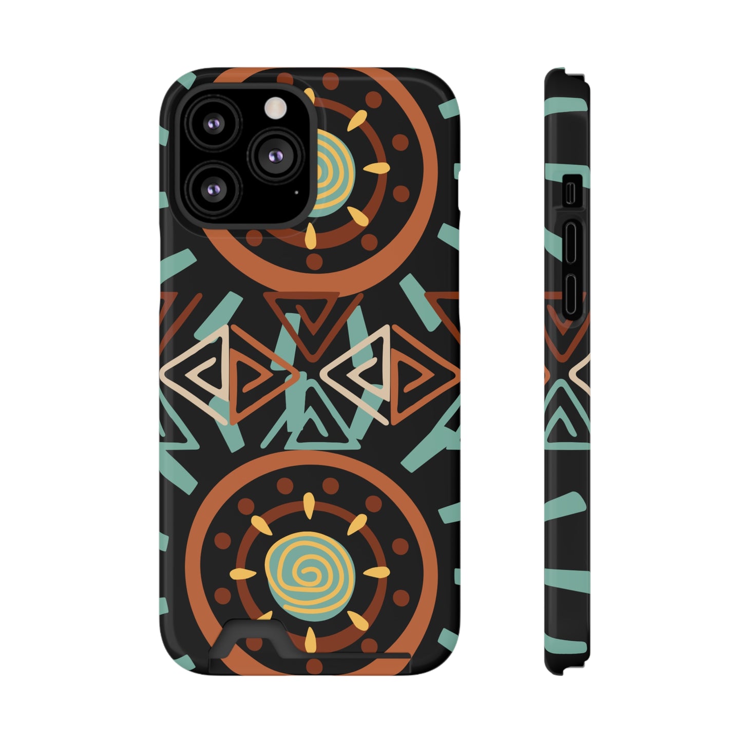 Ethnic Phone Case with Card Holder - Unique Phone Cases - Ethnic Print Phone Case