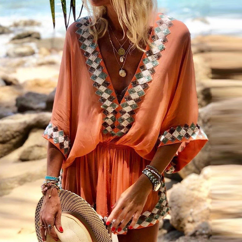 Women's Beach Print Bohemian Jumpsuit