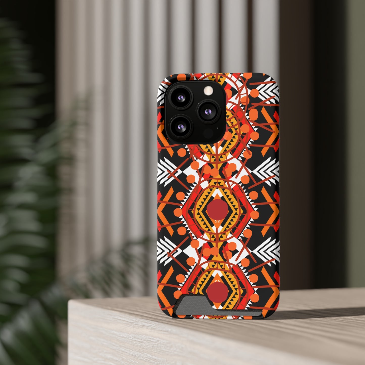 Ethnic Phone Case with Card Holder - Unique Phone Cases - Ethnic Print Phone Case