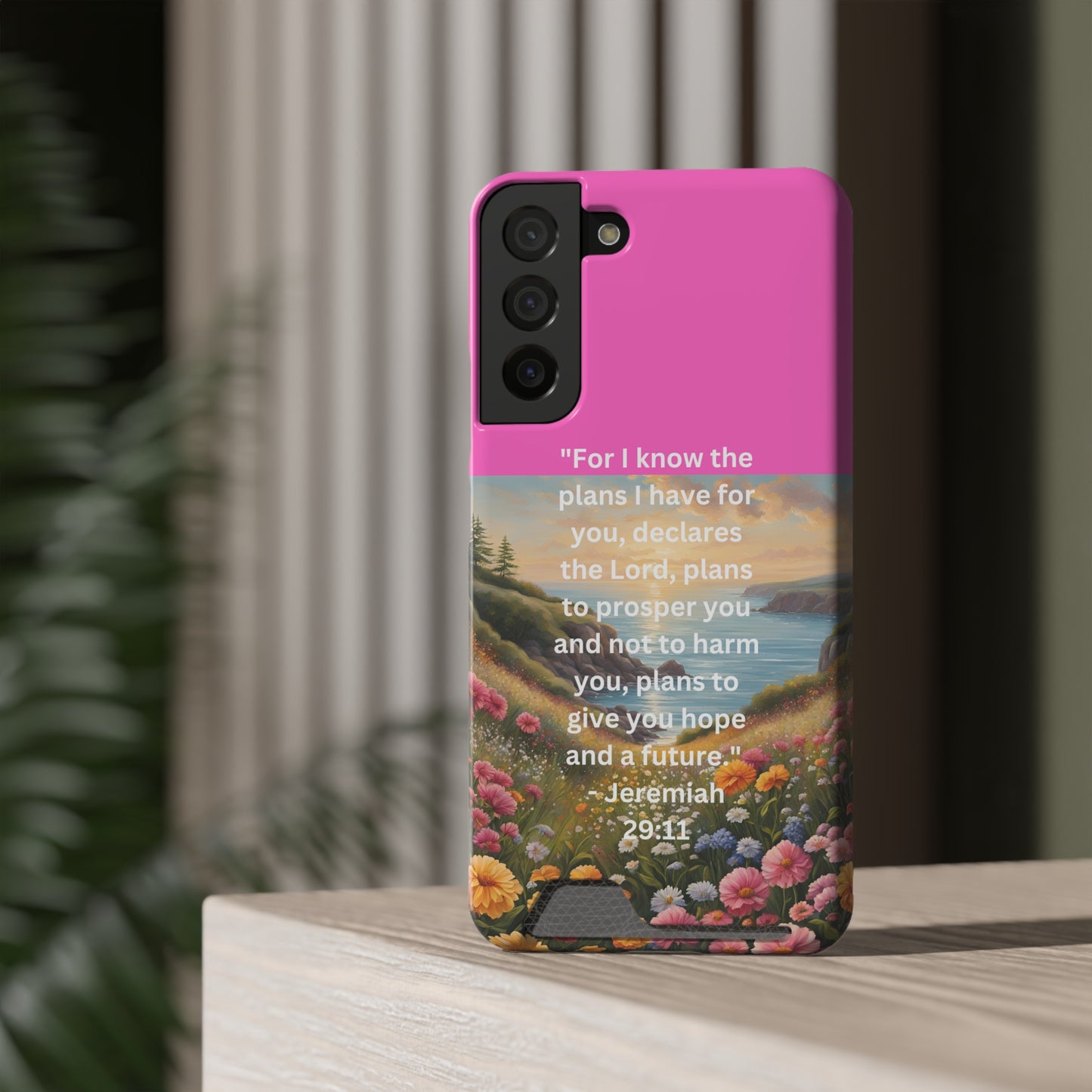 Bible Scripture Phone Case with Card Holder - Unique Phone Cases - Inspirational - Encouragement