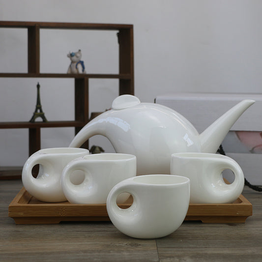 Large Water Drop Shape Pure White Lead-free Tea Set