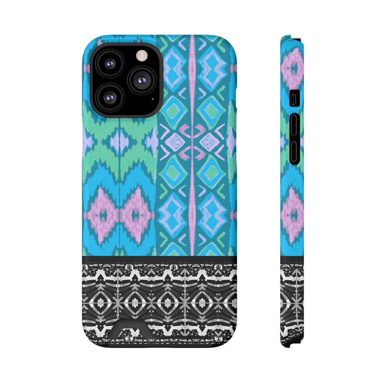 Ethnic Phone Case with Card Holder - Unique Phone Cases - African Print Phone Case