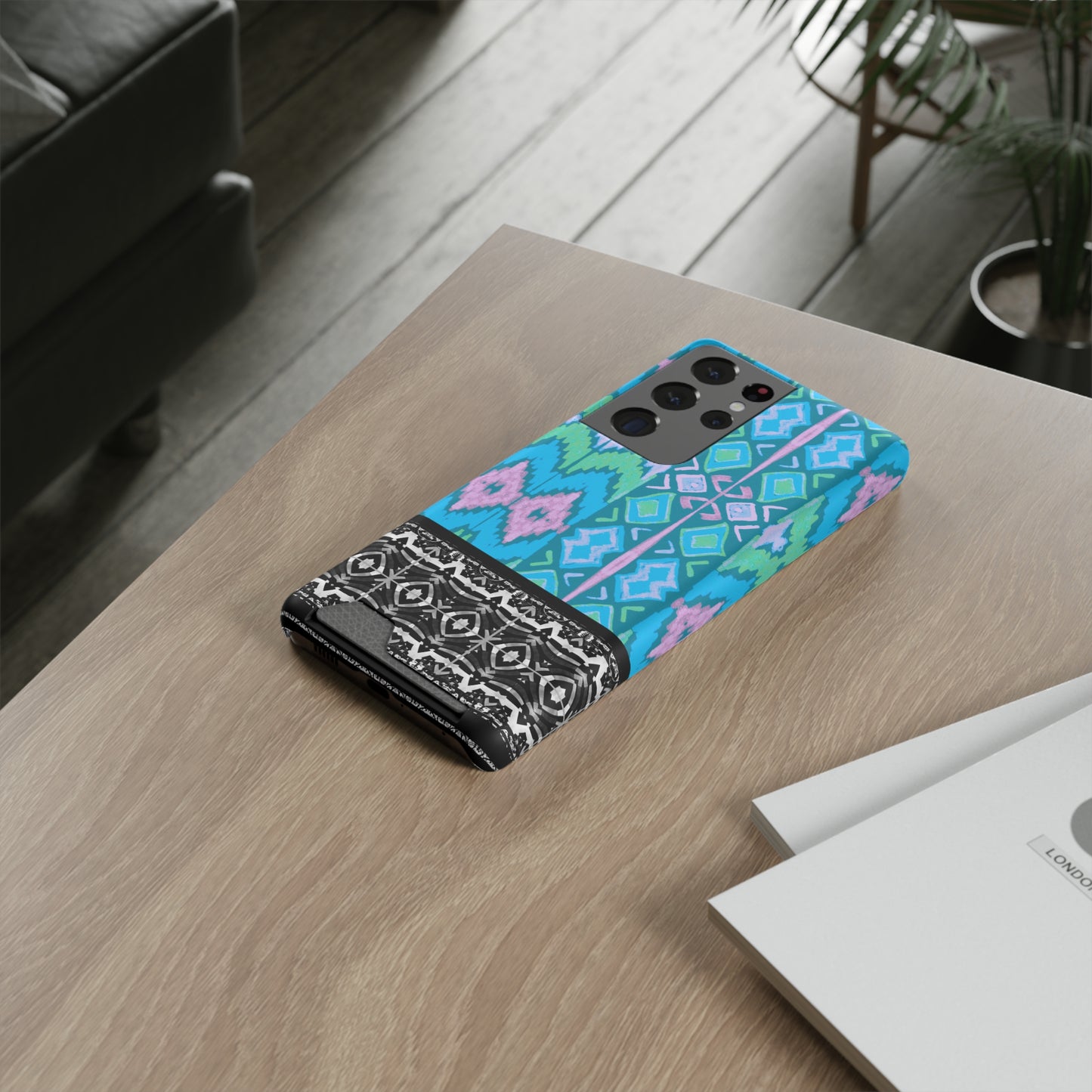 Ethnic Phone Case with Card Holder - Unique Phone Cases - African Print Phone Case