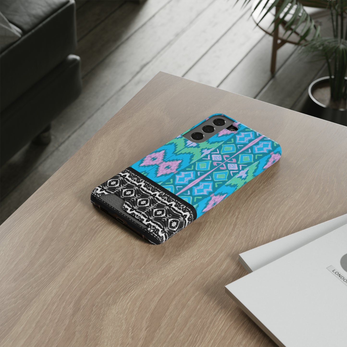 Ethnic Phone Case with Card Holder - Unique Phone Cases - African Print Phone Case