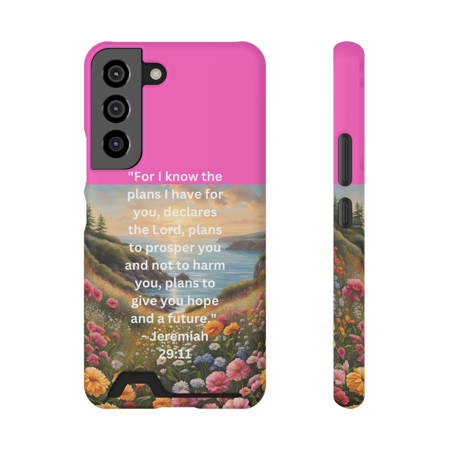 Bible Scripture Phone Case with Card Holder - Unique Phone Cases - Inspirational - Encouragement