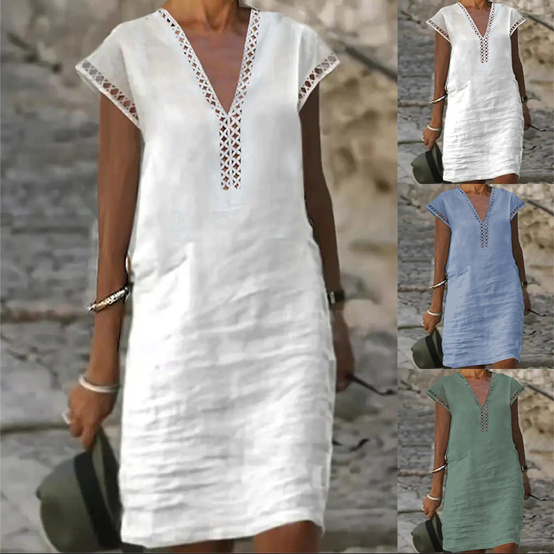 Women's Fashion Stitching Short-sleeved Dress