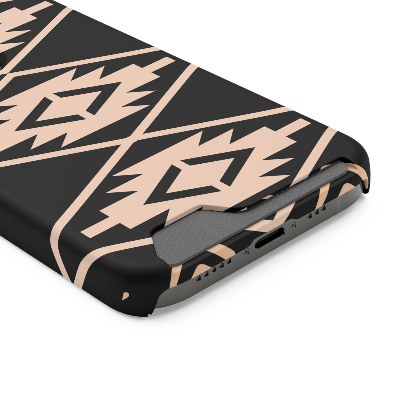 Decorative Phone Case with Card Holder - Unique Phone Cases - Pink and Black