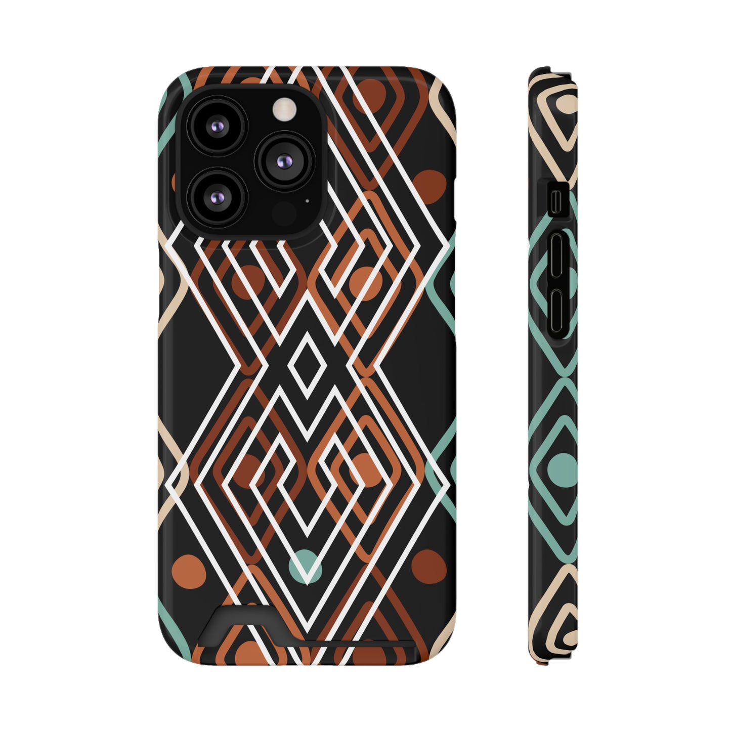 Ethnic Phone Case with Card Holder - Unique Phone Cases - Ethnic Print Phone Case