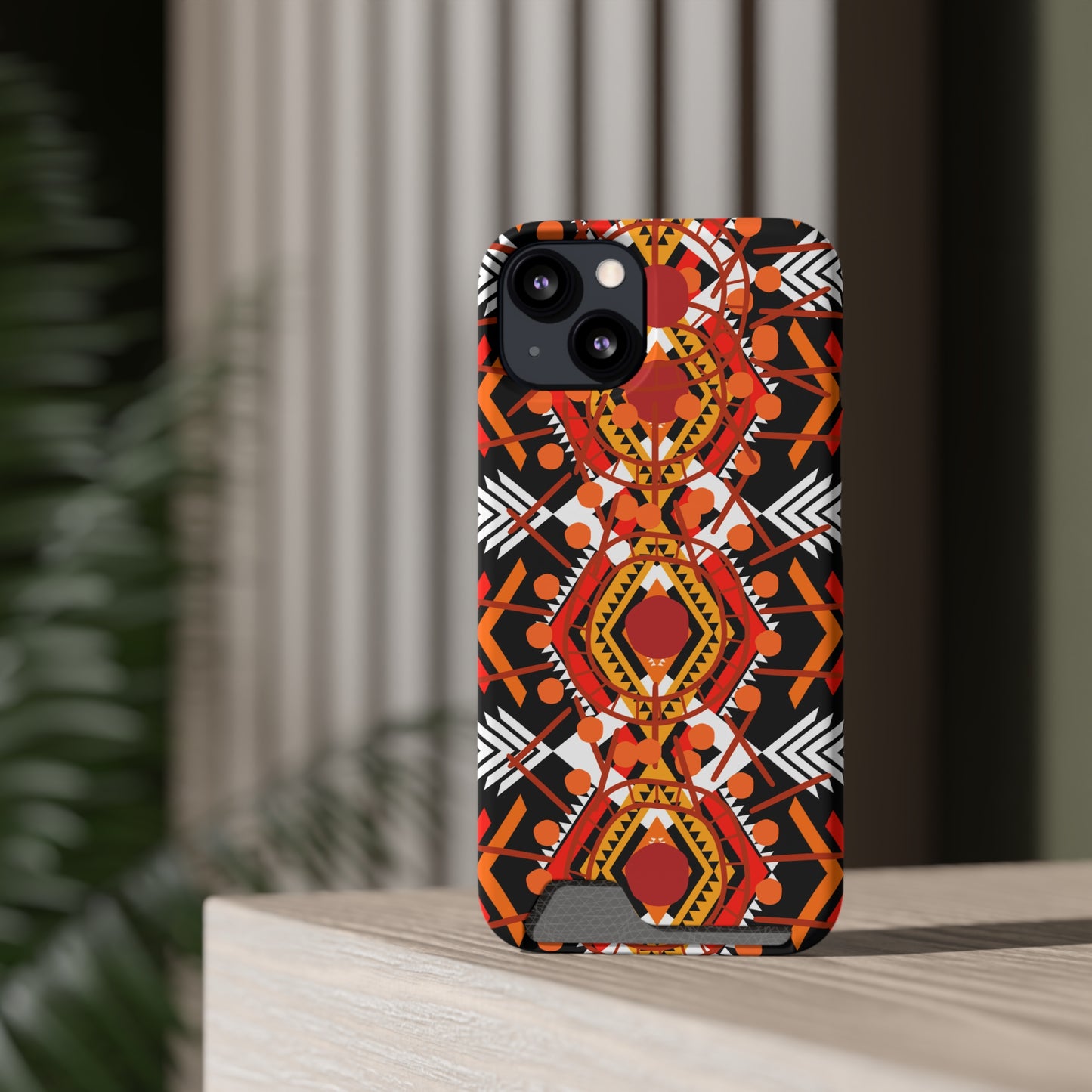 Ethnic Phone Case with Card Holder - Unique Phone Cases - Ethnic Print Phone Case