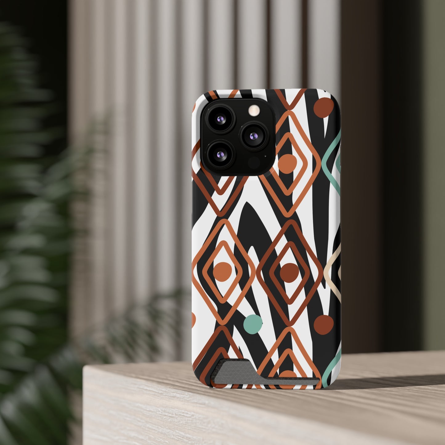 Ethnic Phone Case with Card Holder - Unique Phone Cases - Ethnic Print Phone Case