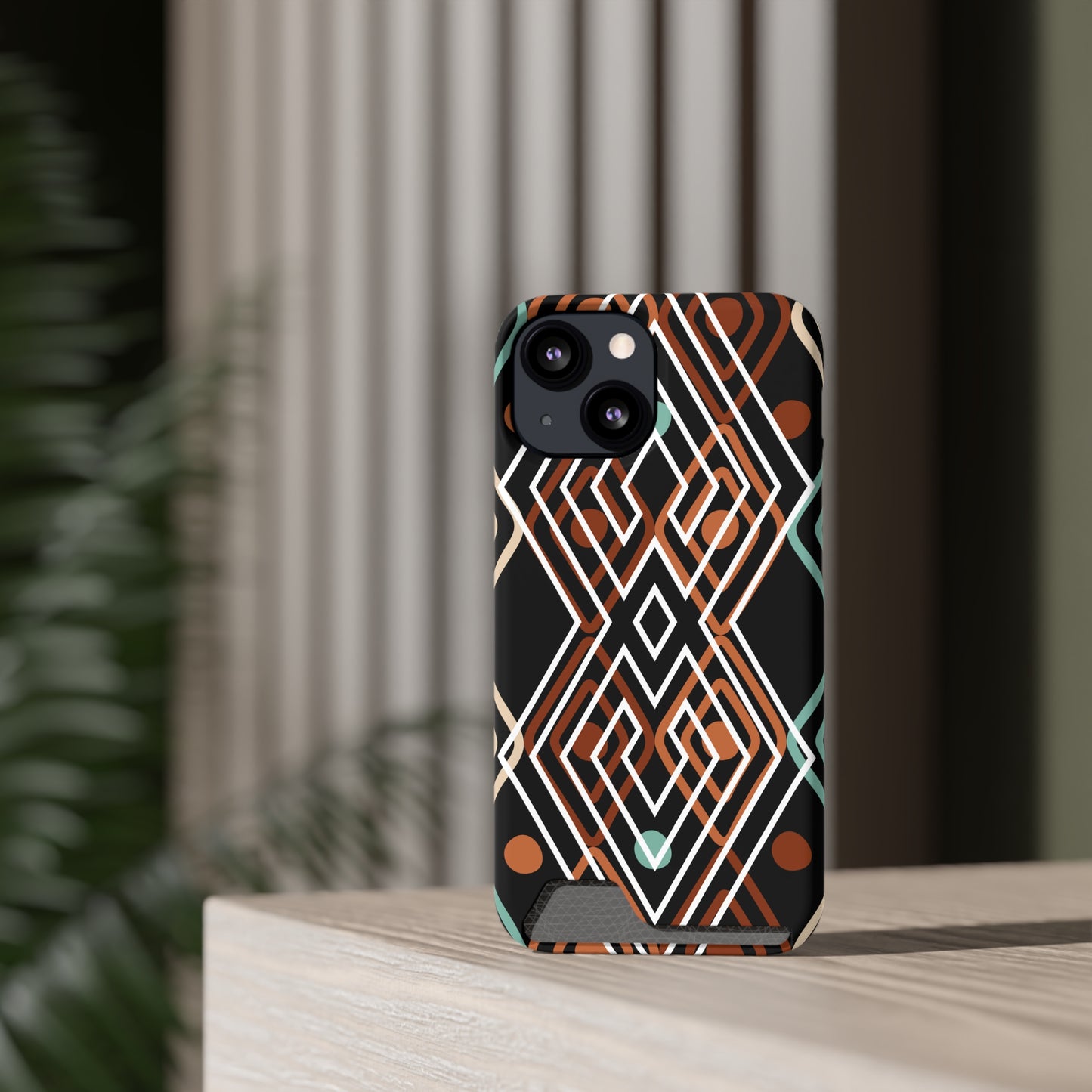 Ethnic Phone Case with Card Holder - Unique Phone Cases - Ethnic Print Phone Case