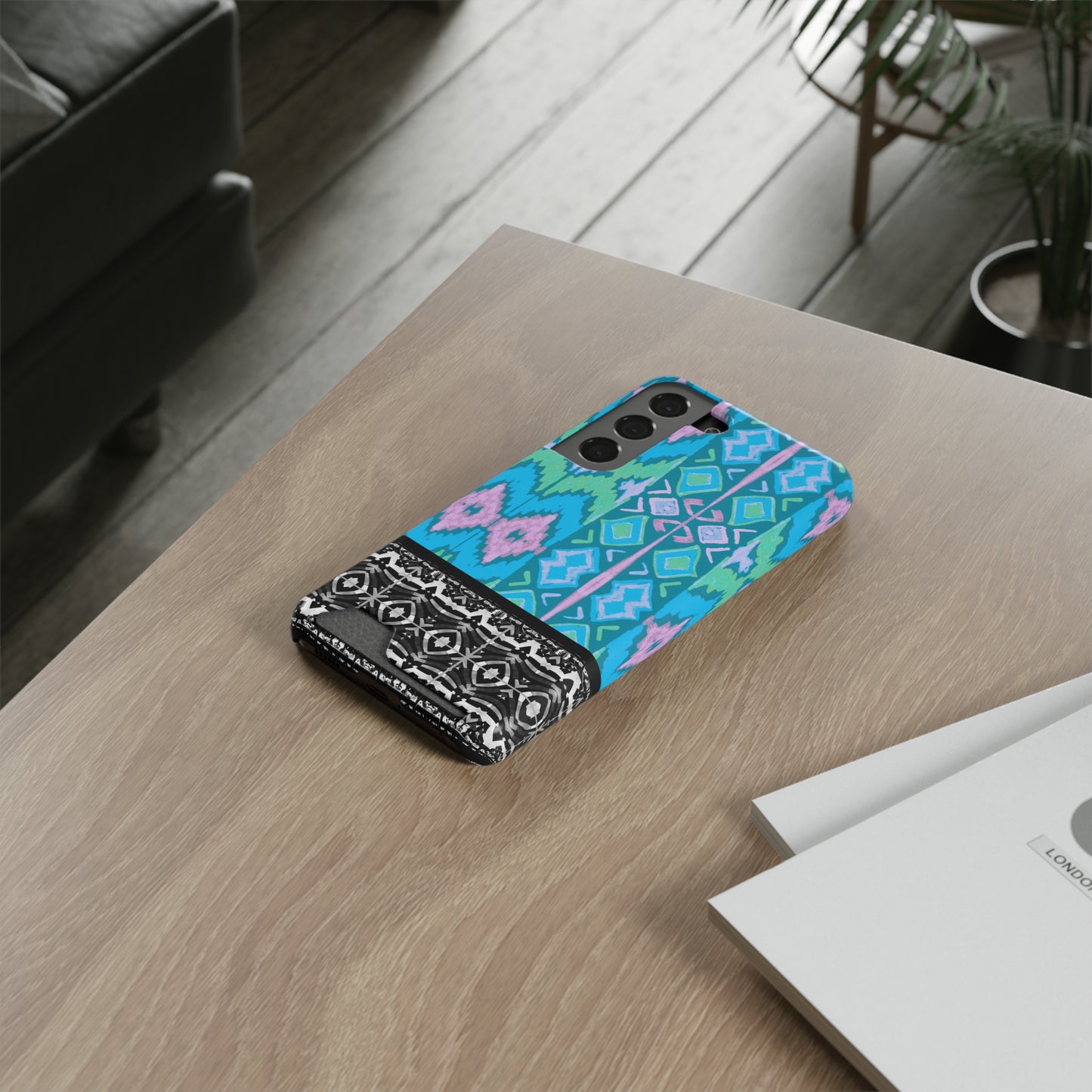 Ethnic Phone Case with Card Holder - Unique Phone Cases - African Print Phone Case