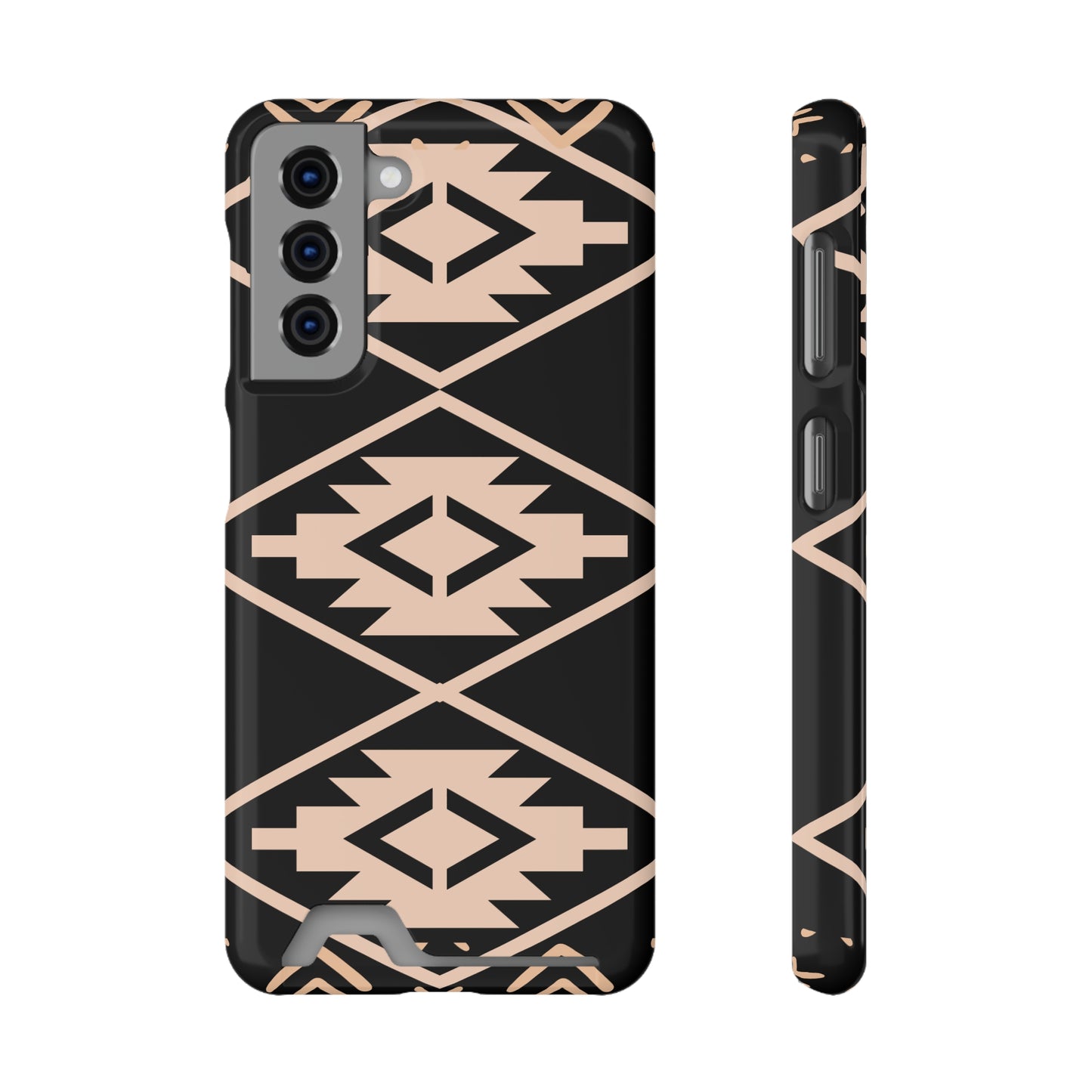 Decorative Phone Case with Card Holder - Unique Phone Cases - Pink and Black