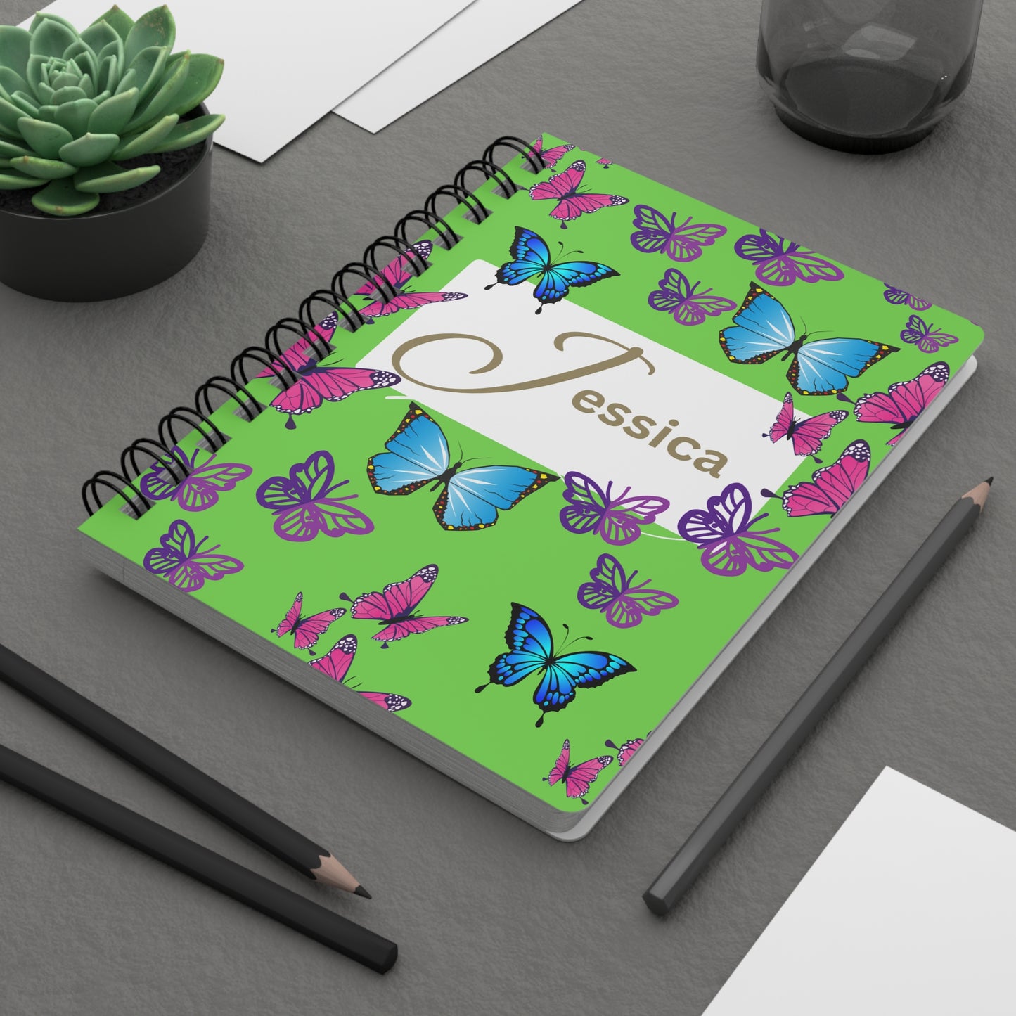 Journal "Jessica" Butterflies - Spiral Bound Journal