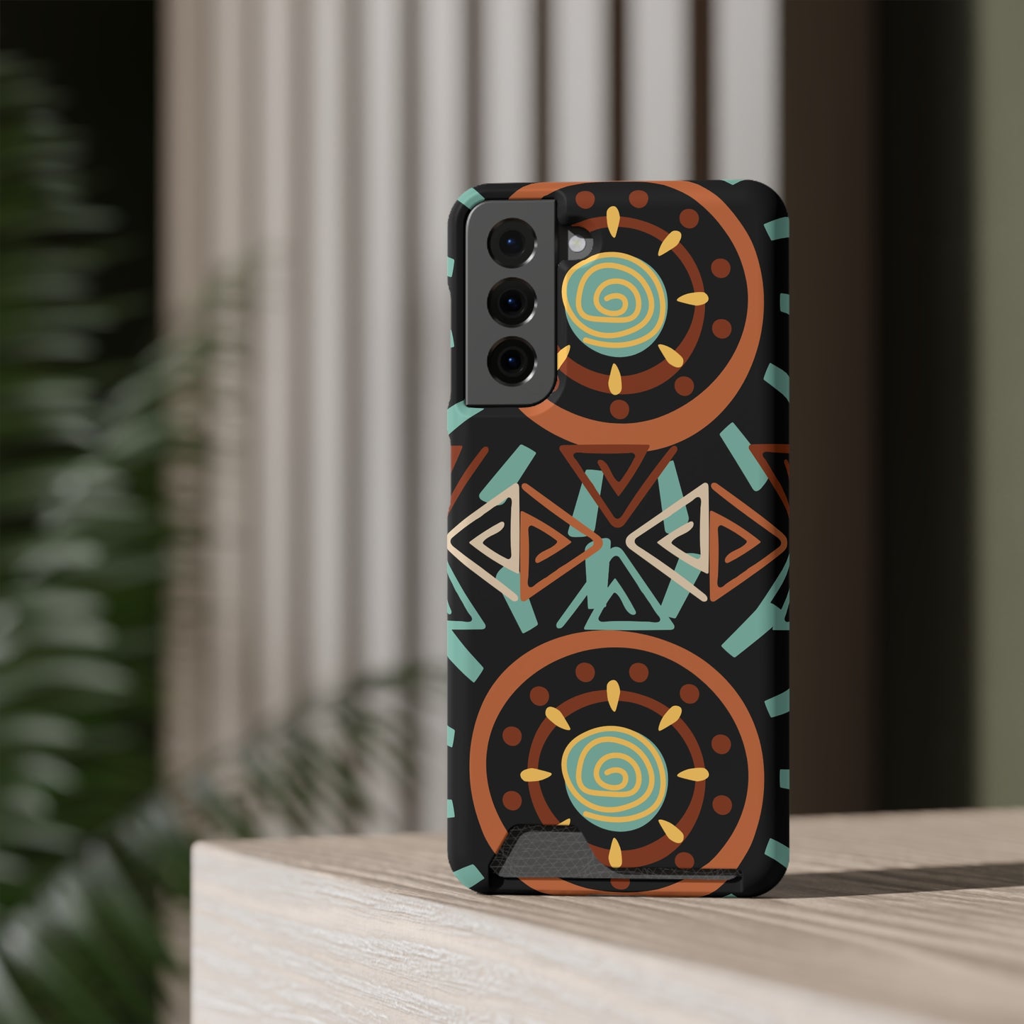 Ethnic Phone Case with Card Holder - Unique Phone Cases - Ethnic Print Phone Case