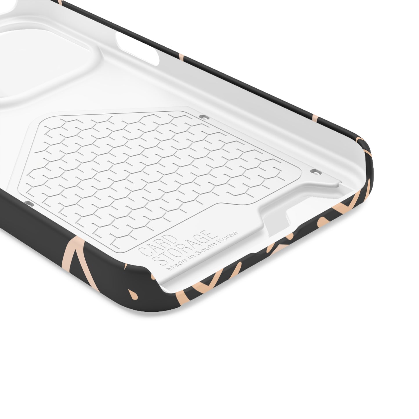 Decorative Phone Case with Card Holder - Unique Phone Cases - Pink and Black