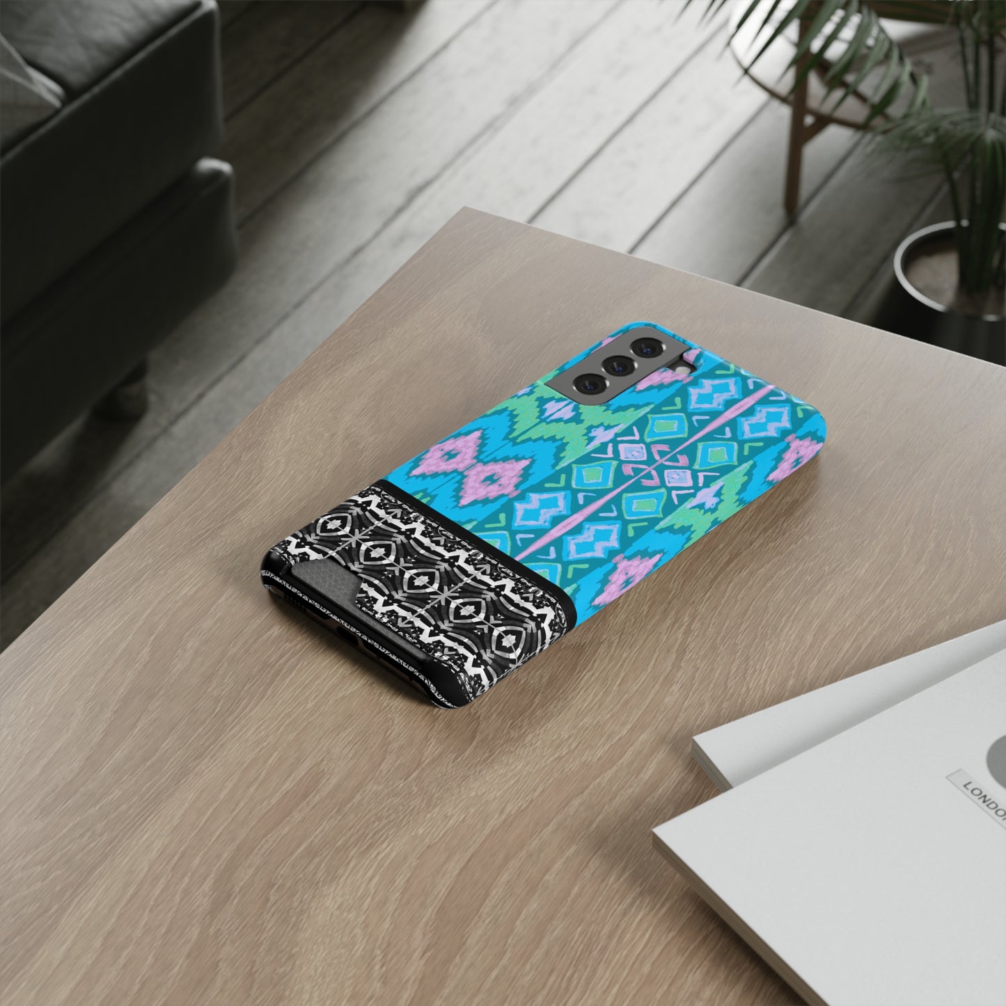 Ethnic Phone Case with Card Holder - Unique Phone Cases - African Print Phone Case