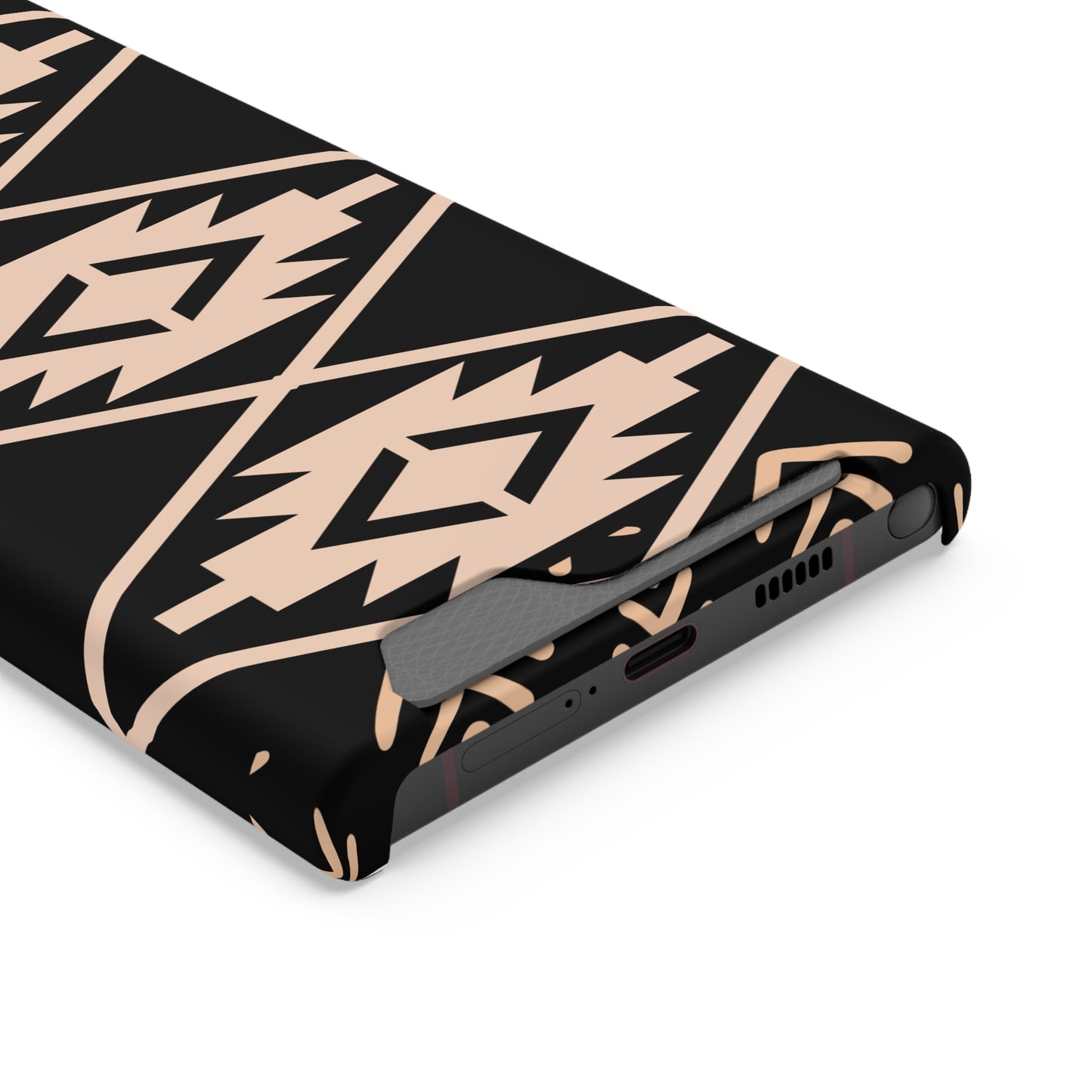 Decorative Phone Case with Card Holder - Unique Phone Cases - Pink and Black