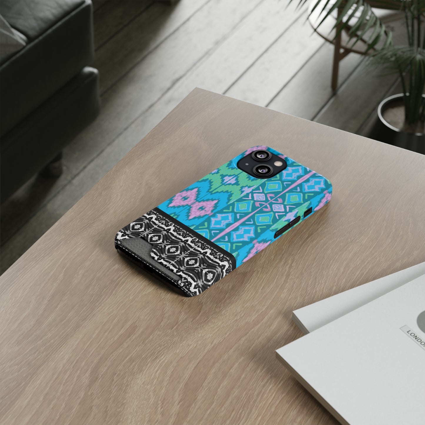 Ethnic Phone Case with Card Holder - Unique Phone Cases - African Print Phone Case