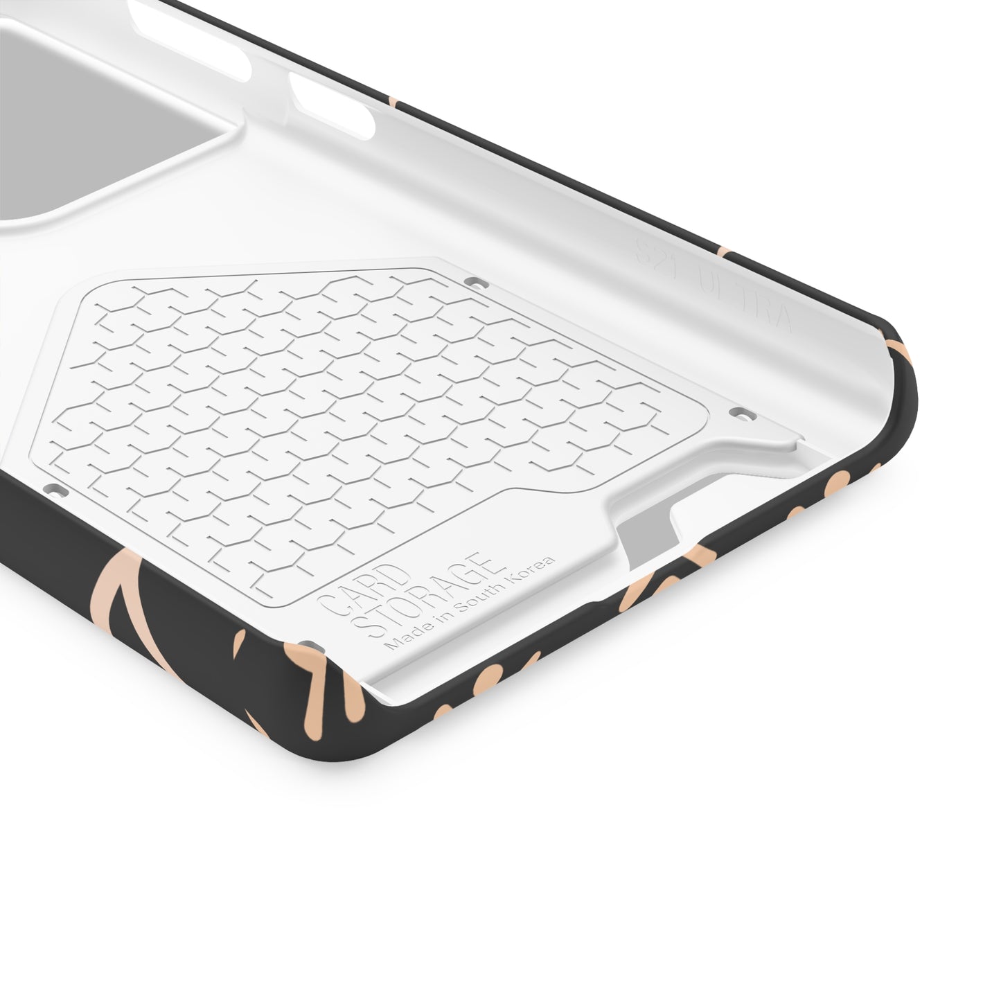 Decorative Phone Case with Card Holder - Unique Phone Cases - Pink and Black