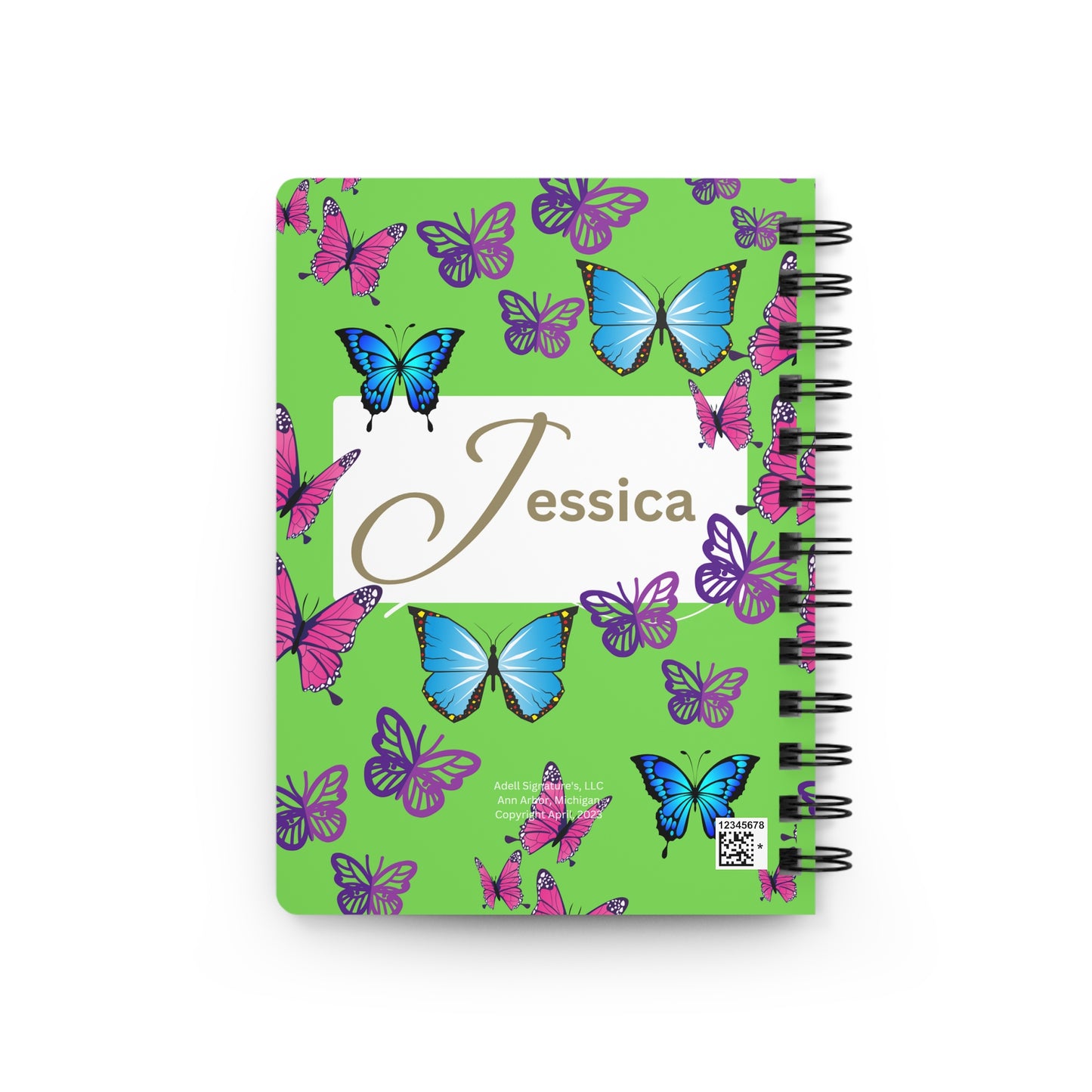 Journal "Jessica" Butterflies - Spiral Bound Journal