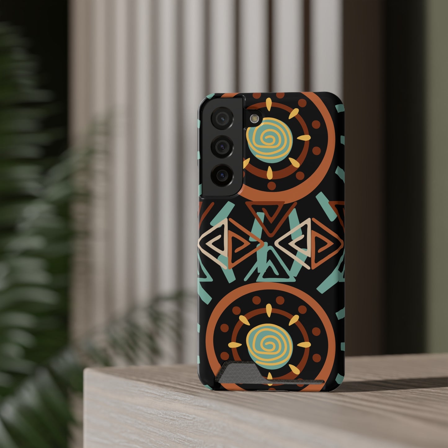 Ethnic Phone Case with Card Holder - Unique Phone Cases - Ethnic Print Phone Case