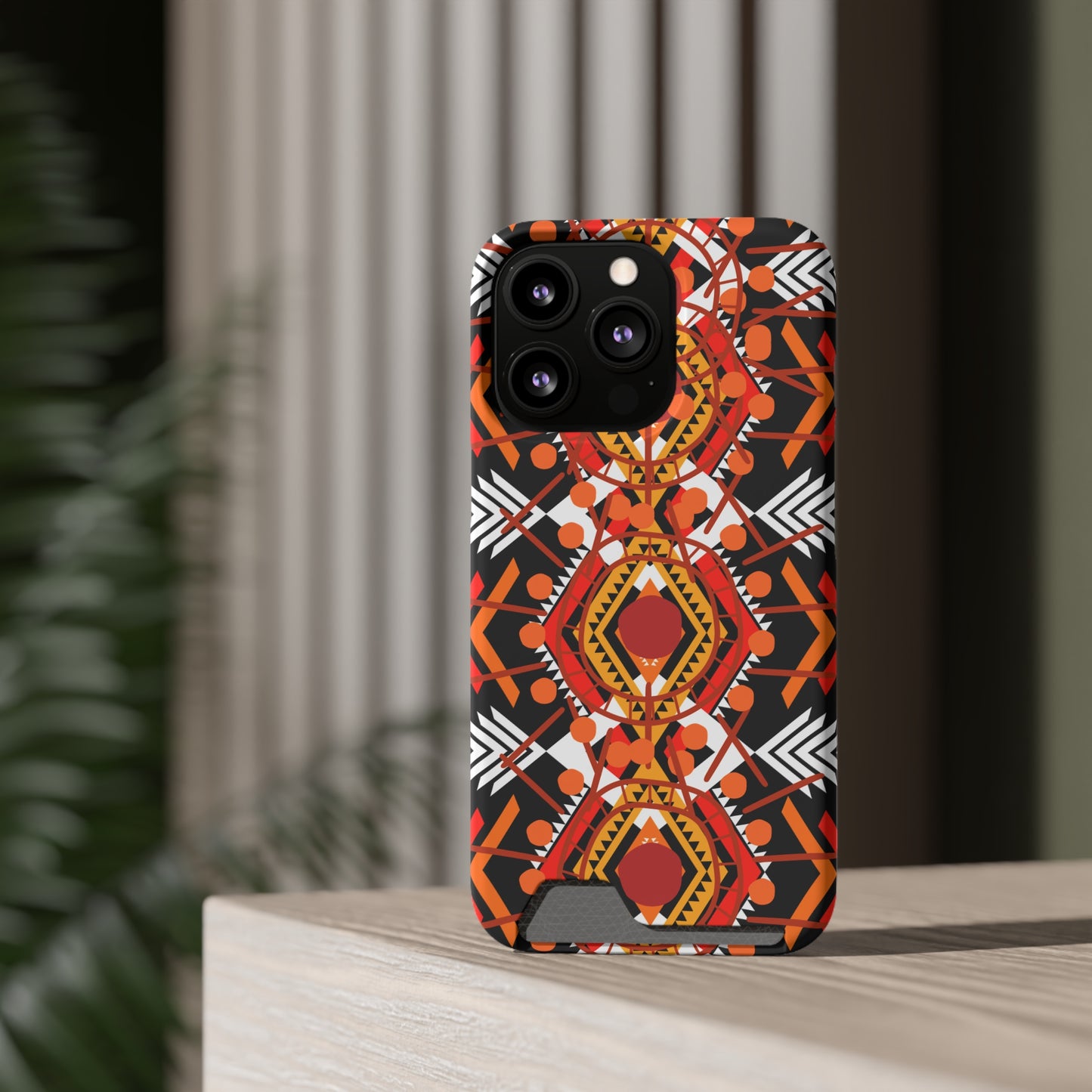 Ethnic Phone Case with Card Holder - Unique Phone Cases - Ethnic Print Phone Case