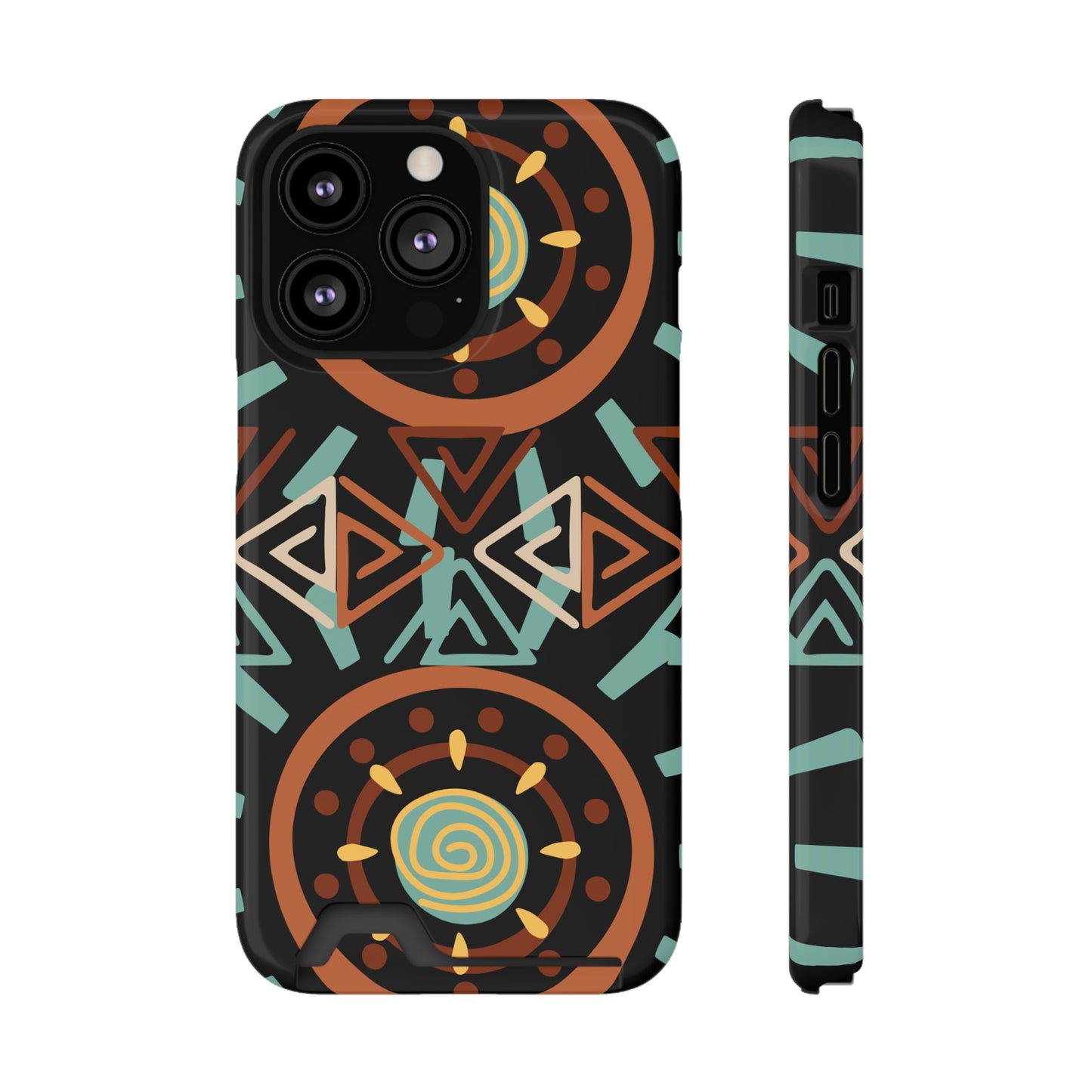 Ethnic Phone Case with Card Holder - Unique Phone Cases - Ethnic Print Phone Case