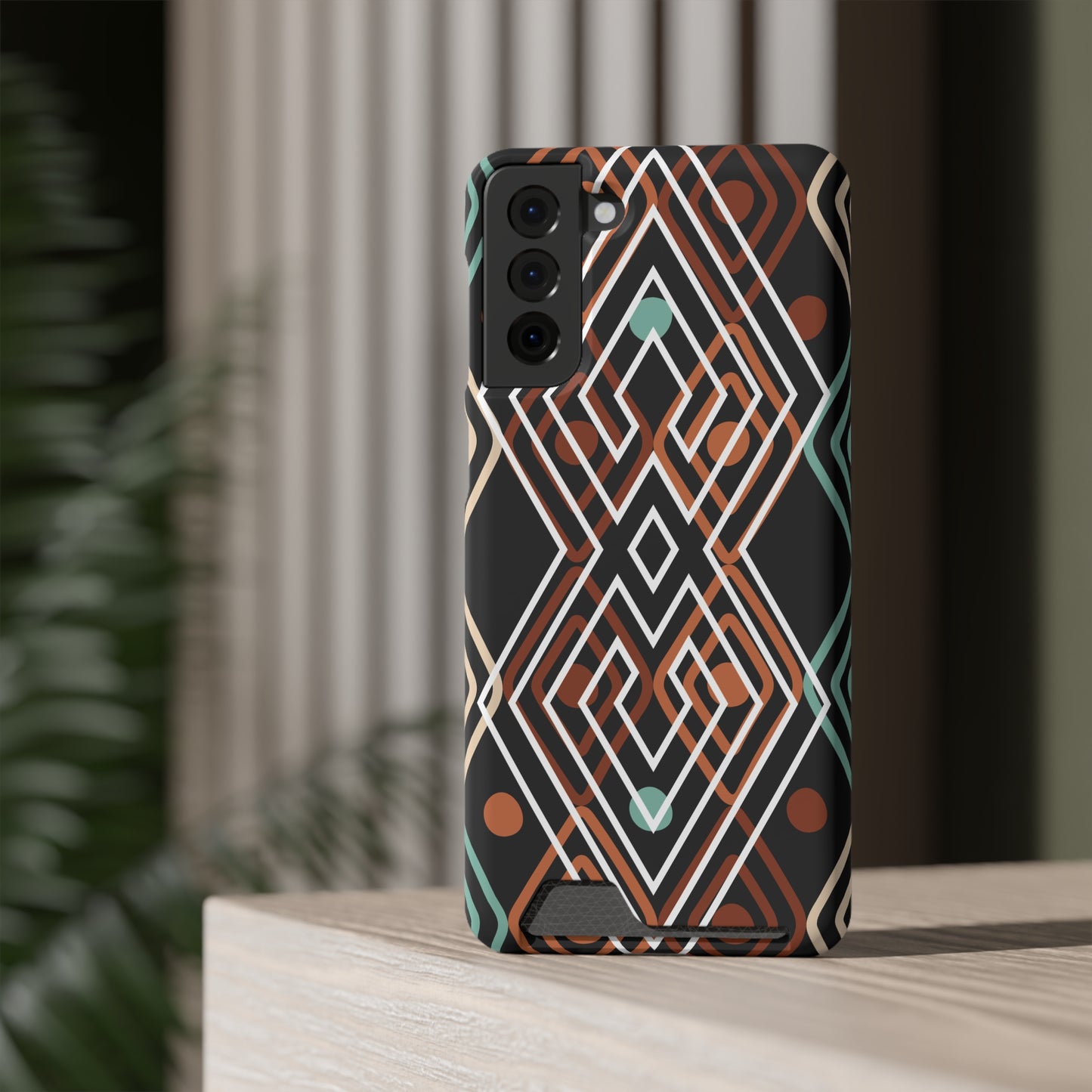 Ethnic Phone Case with Card Holder - Unique Phone Cases - Ethnic Print Phone Case