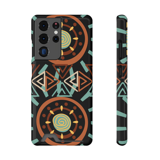 Ethnic Phone Case with Card Holder - Unique Phone Cases - Ethnic Print Phone Case