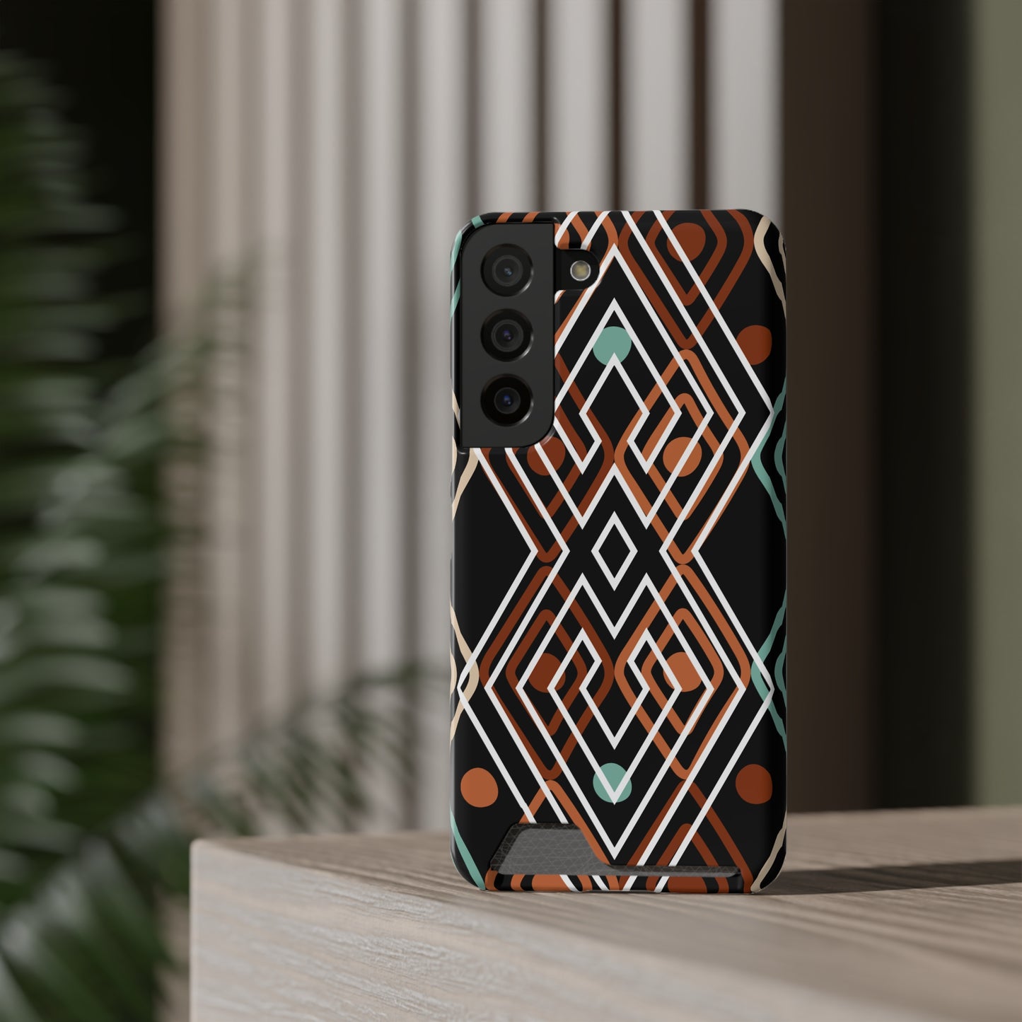 Ethnic Phone Case with Card Holder - Unique Phone Cases - Ethnic Print Phone Case