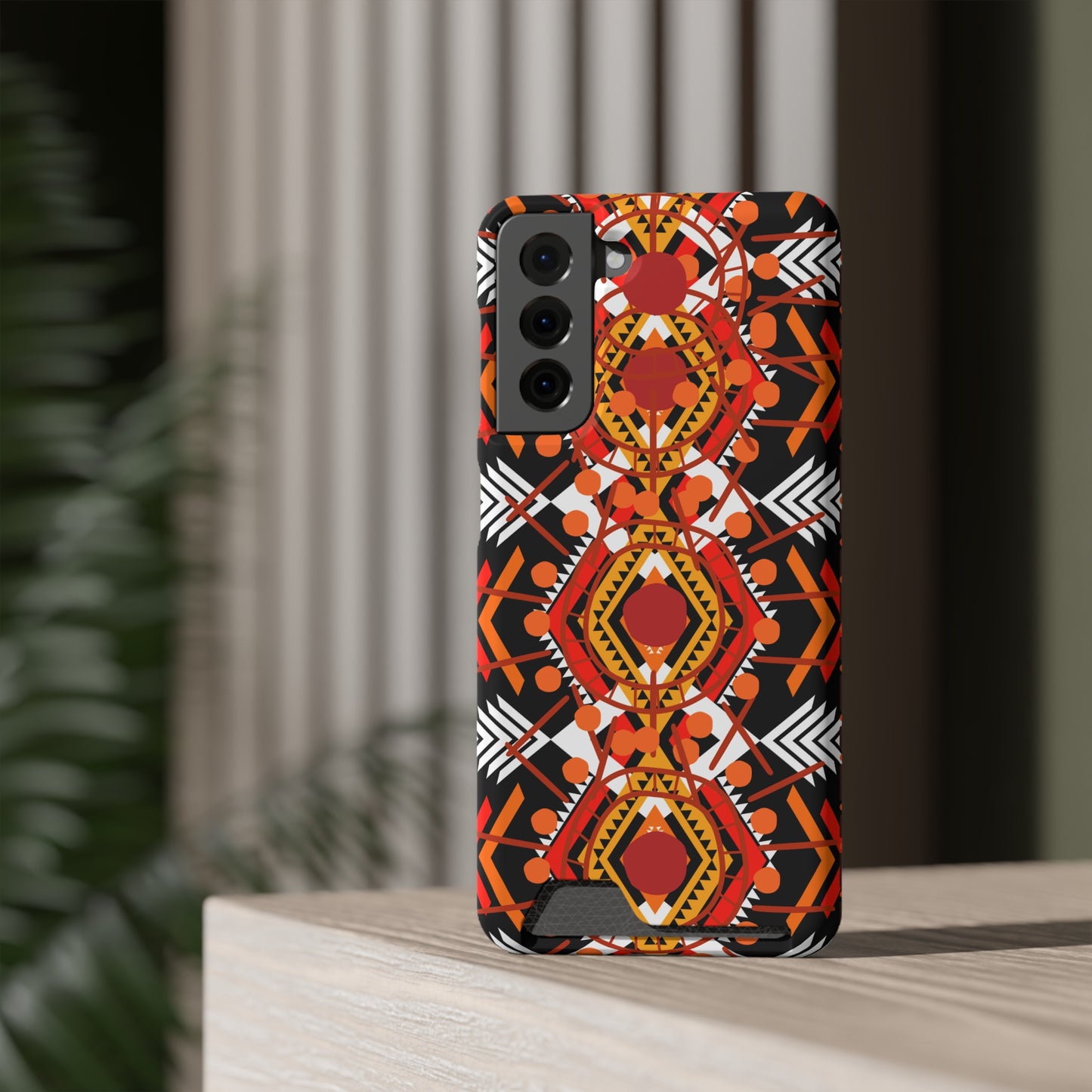 Ethnic Phone Case with Card Holder - Unique Phone Cases - Ethnic Print Phone Case