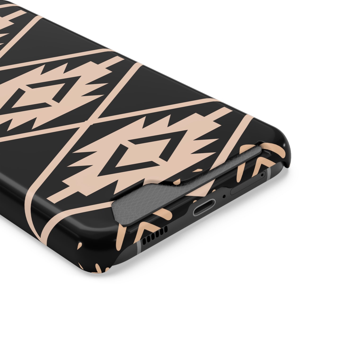 Decorative Phone Case with Card Holder - Unique Phone Cases - Pink and Black