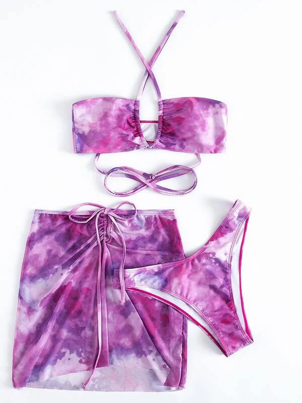 Women's Bikini Tie-dye Split Three Piece Swimsuit